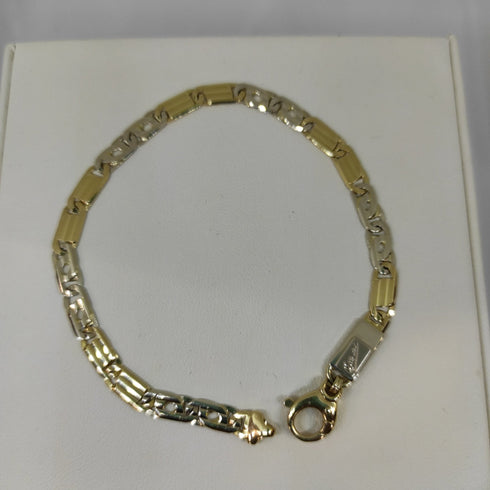 Bracciale Unisex Oro 18 kt catena bicolore 21 cm 12,70 gr | Gioiellitosti.it